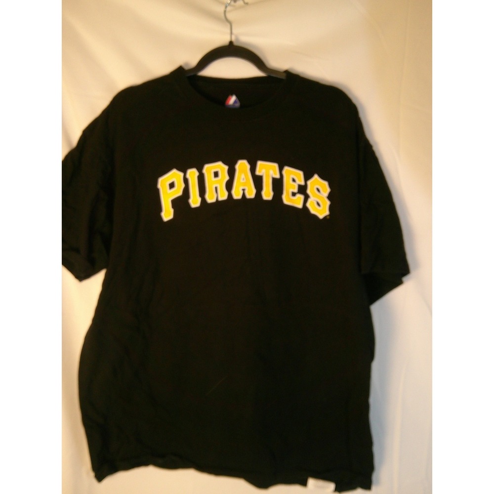 Majestic Pirates Black Short Sleeve T Shirt Mens XL XLarge Cotton Blend